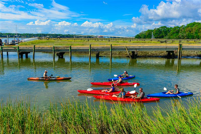 Group of people kayaking on Hilton Head Island.